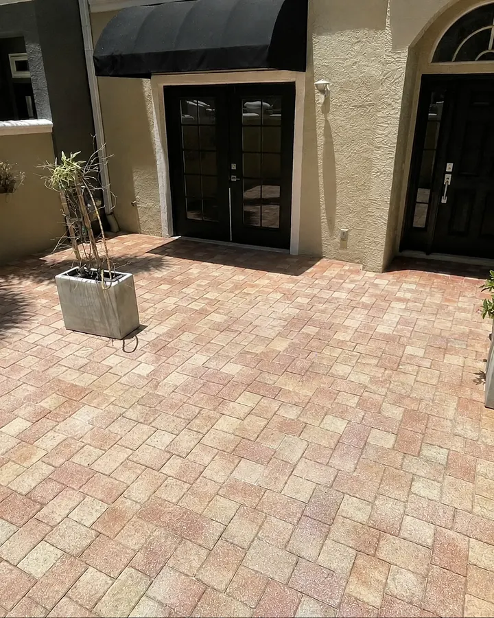After: front courtyard after cleaning