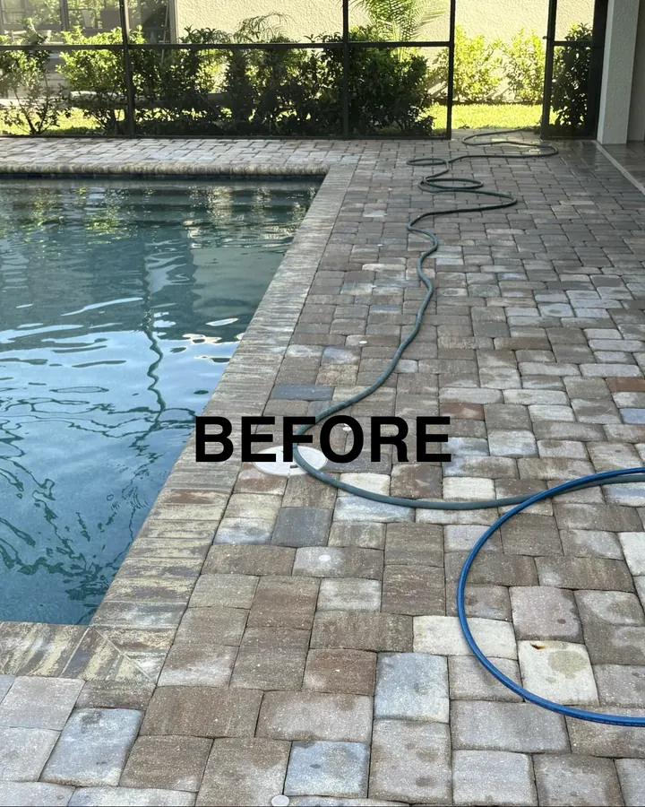 Before: pool deck before cleaning